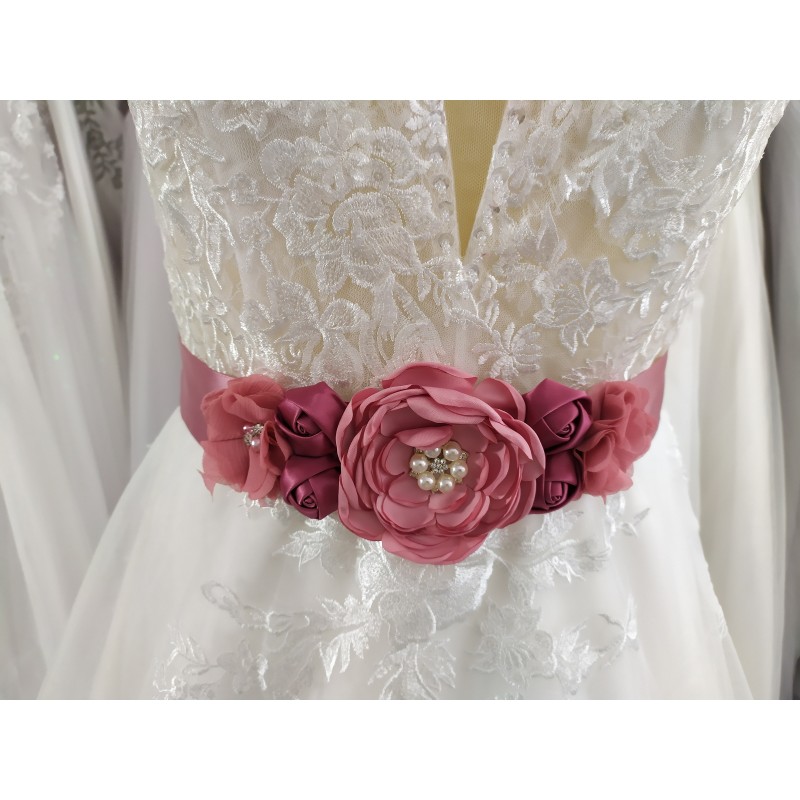 Ceinture satiné : vieux rose