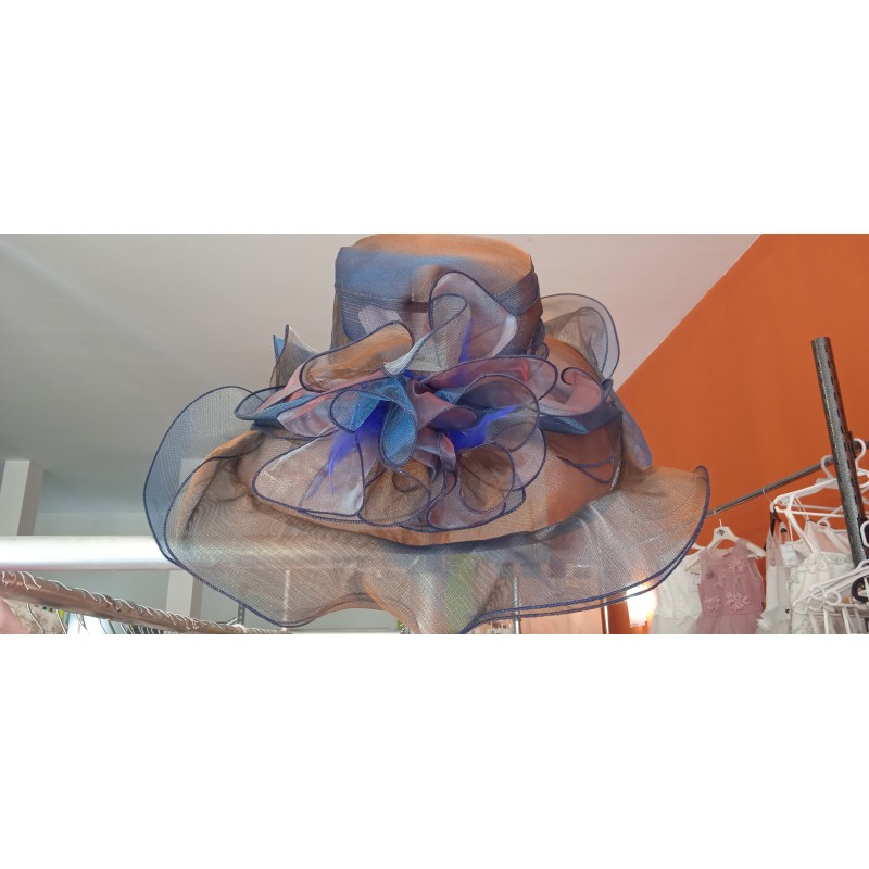 Chapeau organza : bleu/marron