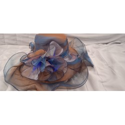 Chapeau organza : bleu/marron