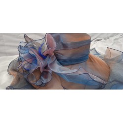 Chapeau organza : bleu/marron