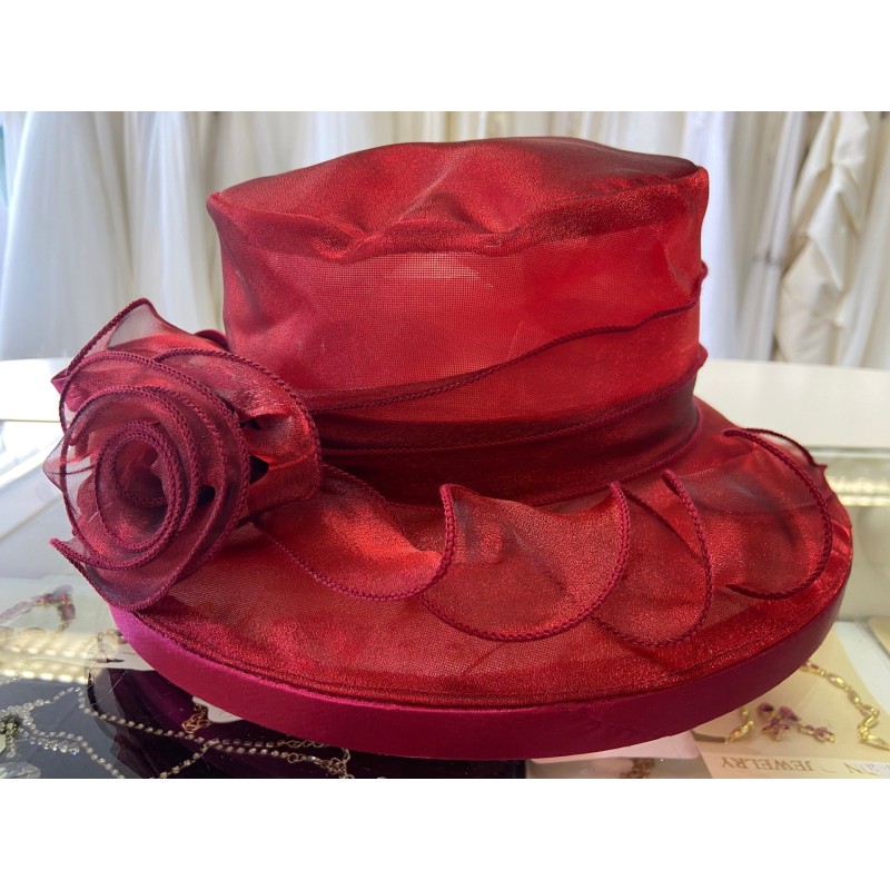Chapeau organza : bordeaux